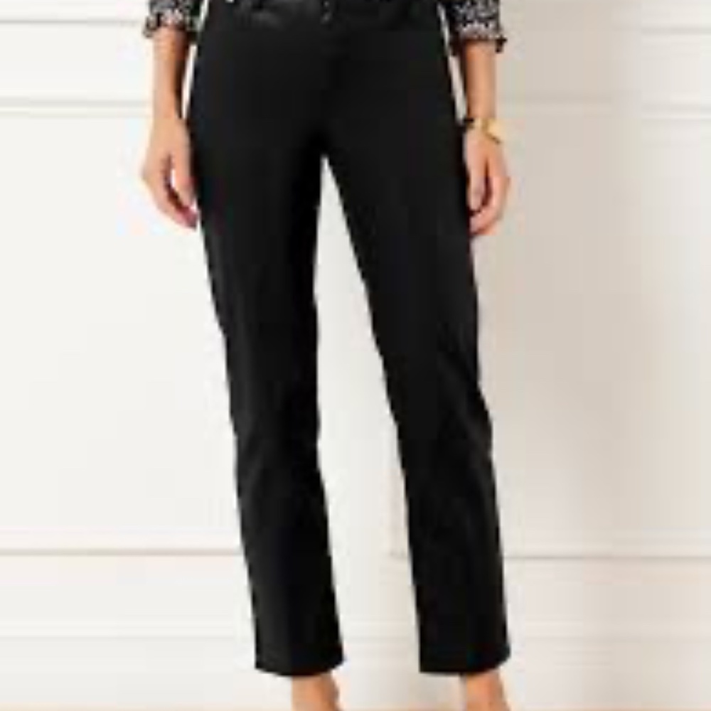 M- #16 Talbots 6 P Metallic Black Sparkle Slim Straight Ankle Jean